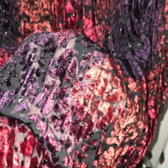 Carole Little Swing Cardigan & Skirt Multicolor Velvet Burnout - Picture 9 of 13